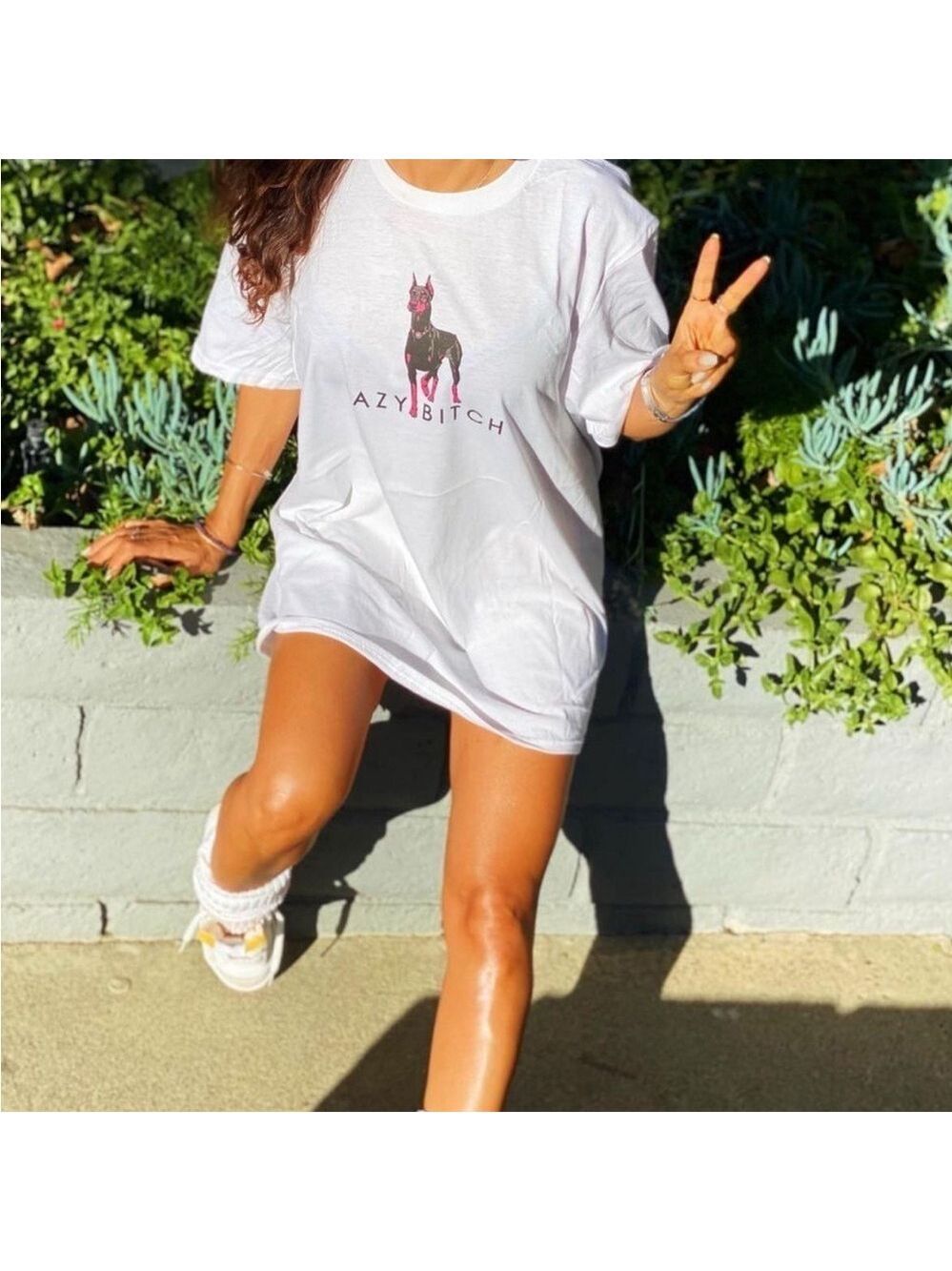 Lazy Beach Girl White Graphic Tee